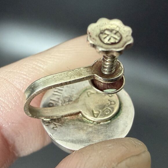 Vintage ALPACA MEXICO Sterling Silver 925 Dome Screw Back Earrings 14mm Classic - Picture 8 of 16